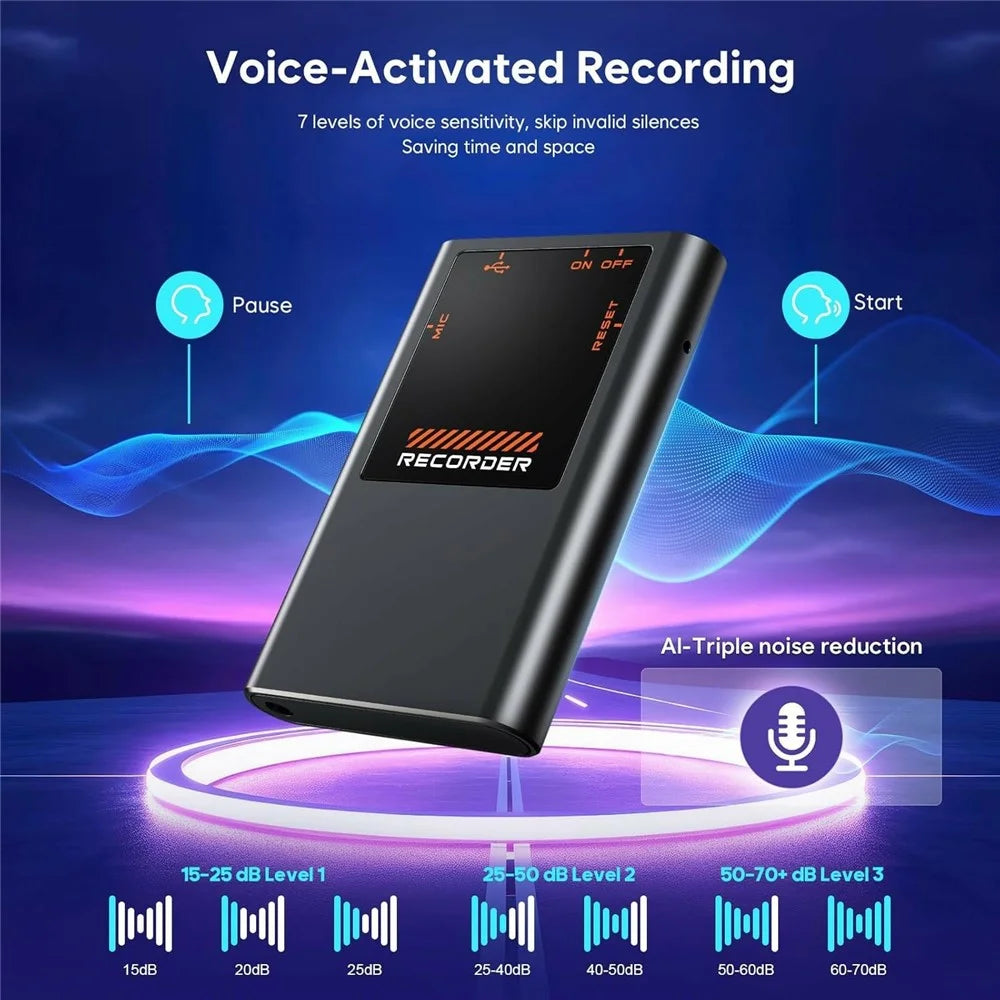 M11 64GB Voice Recorder Magnetic AI Noise Reduction 40H Recording Digital Audio Recorder for Lecture Meeting Interview -Black - 3