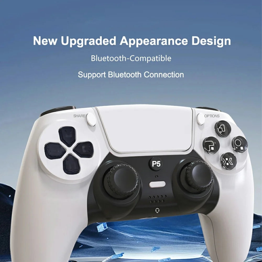 P50A Wireless Game Controller for PS5 Ergonomic 6-Axis Gyroscope Dual Vibration Bluetooth-compatible Gamepad - White - 3