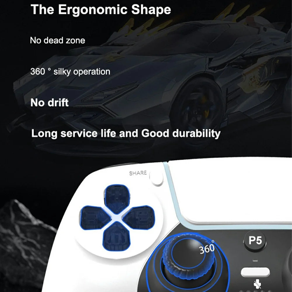 P50A Wireless Game Controller for PS5 Ergonomic 6-Axis Gyroscope Dual Vibration Bluetooth-compatible Gamepad - White - 4