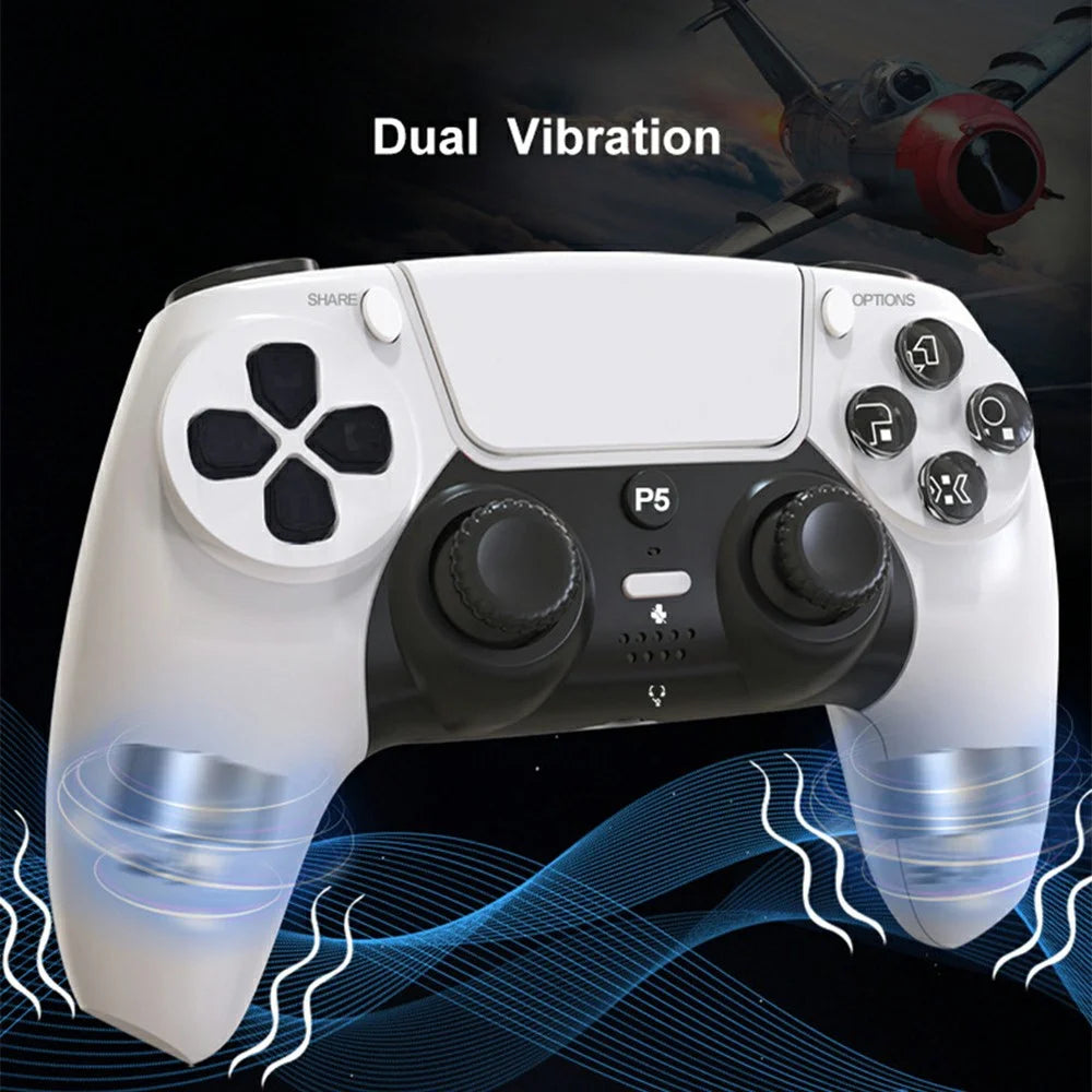 P50A Wireless Game Controller for PS5 Ergonomic 6-Axis Gyroscope Dual Vibration Bluetooth-compatible Gamepad - White - 5