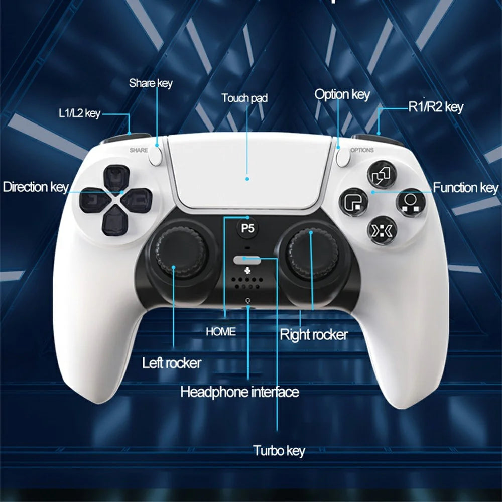 P50A Wireless Game Controller for PS5 Ergonomic 6-Axis Gyroscope Dual Vibration Bluetooth-compatible Gamepad - White - 7