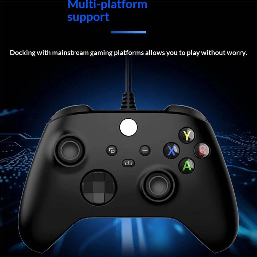 WT005 Wired Game Controller for Xbox One / Xbox Series S / X / PC Gaming Gamepad with Headphone Jack 3.5mm - Black - 3