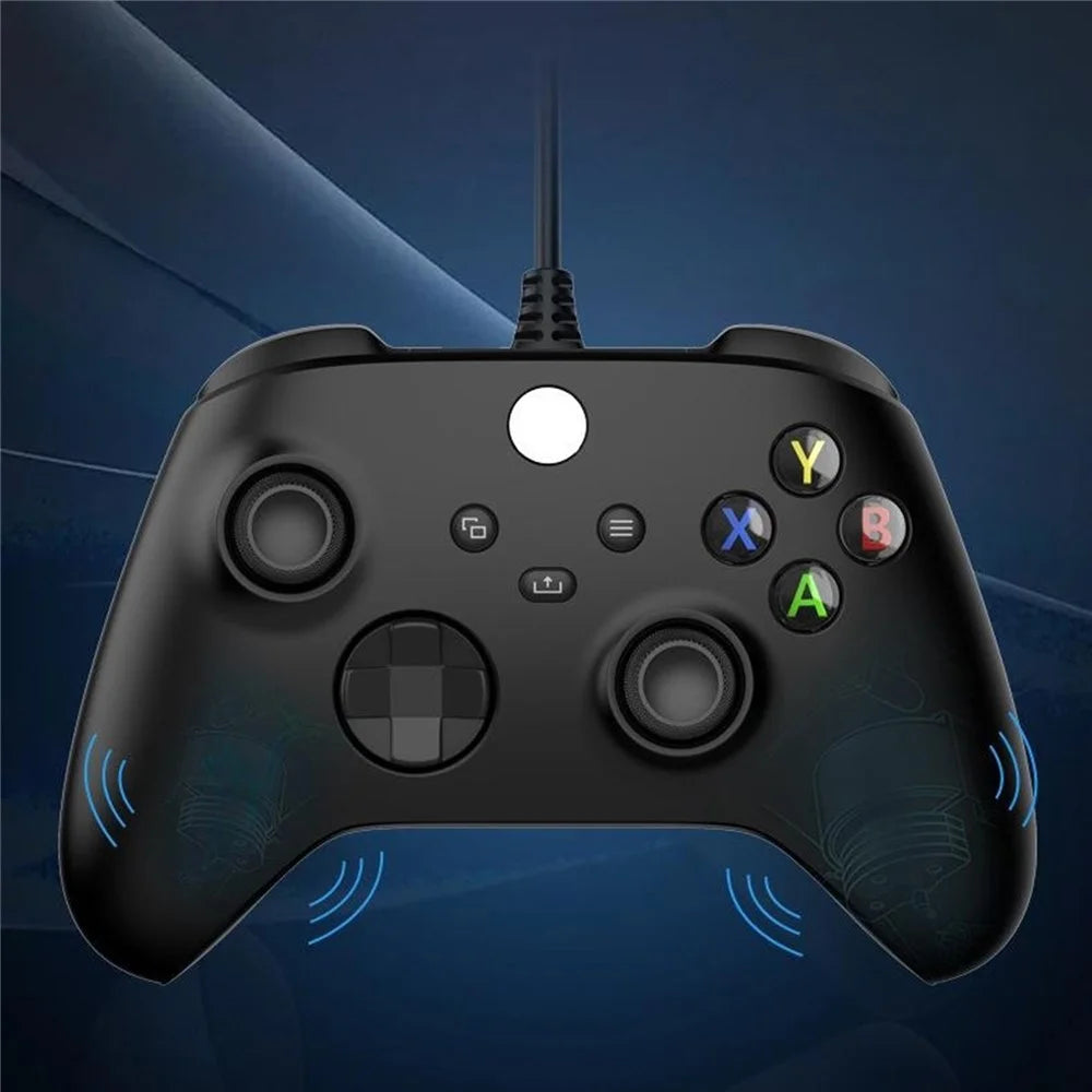 WT005 Wired Game Controller for Xbox One / Xbox Series S / X / PC Gaming Gamepad with Headphone Jack 3.5mm - Black - 7