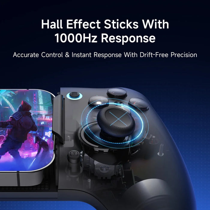 EASYSMX M20 Retractable Handle Grip Extendable Controller Type-C Direct Connect with Dual Mode Hall Triggers for Mobile Gaming - Black - 6