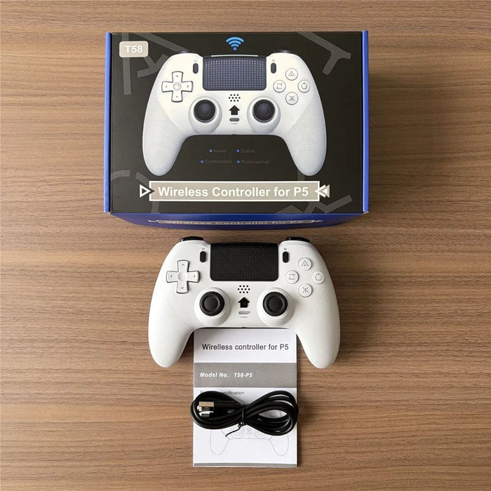 T58 Wireless Game Controller for PS5  /  PS5 Pro  /  PS5 Slim 6-Axis Gyro Bluetooth-compatible Gamepad - White - 6