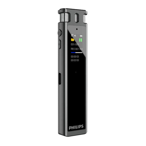PHILIPS VTR5260 16GB Digital Voice Recorder 2+2 Mic Speech to Text Noise Cancelling Recording Device for Meeting Interview - Black - 1