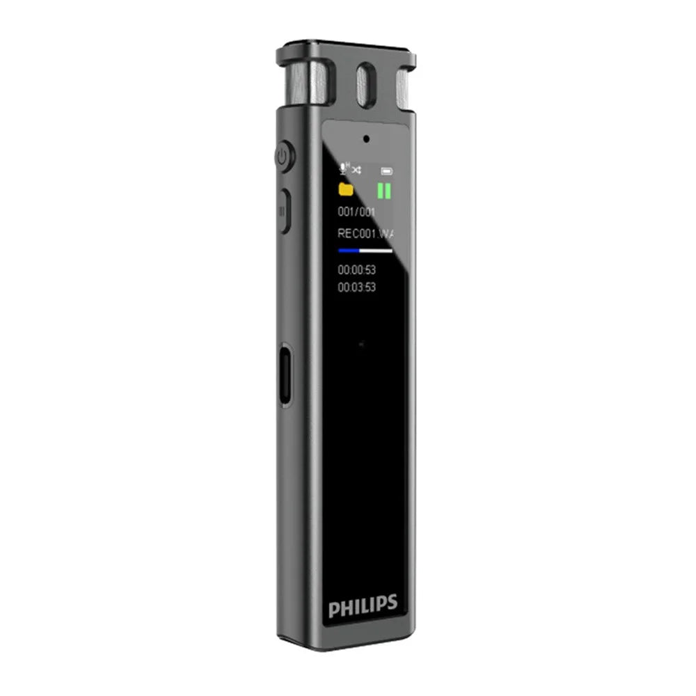 PHILIPS VTR5260 16GB Digital Voice Recorder 2+2 Mic Speech to Text Noise Cancelling Recording Device for Meeting Interview - Black - 1
