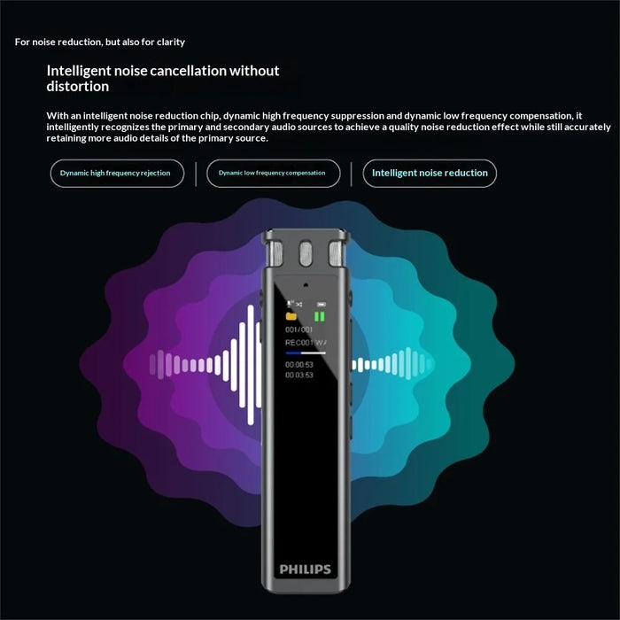 PHILIPS VTR5260 16GB Digital Voice Recorder 2+2 Mic Speech to Text Noise Cancelling Recording Device for Meeting Interview - Black - 7