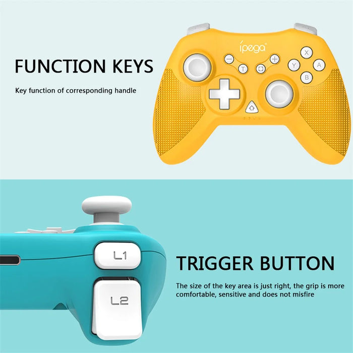 IPEGA PG-SW022 Bluetooth-compatible Wireless Game Controller 6-Axis Vibration Gamepad for Nintendo Switch Console - Green - 6