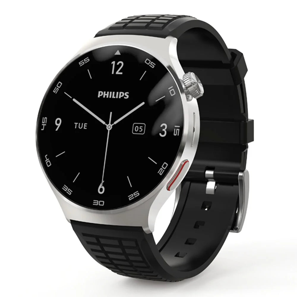 PHILIPS VTR5206 4GB Voice Recorder Watch Noise Reduction Smart Recorder Wristband for Business Conference - Black / Silicone Strap - 1
