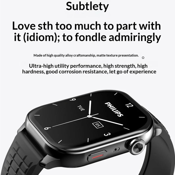 PHILIPS VTR5208 Wearable Voice Recorder Watch Noise Reduction Offline Voice Translator, Silicone Strap - Black - 3