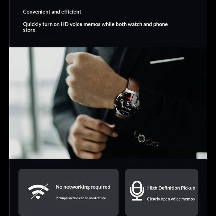 PHILIPS R10 Dictaphone Watch Bluetooth-compatible 5.3 Digital Voice Recorder Wristband for Business Training - Black / Fluororubber Band - 5