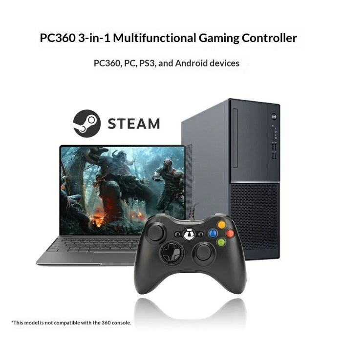 PC360 USB 2.0 Wired Gaming Controller Dual Vibration Ergonomic Gamepad for PC PS3 Android - Black - 2