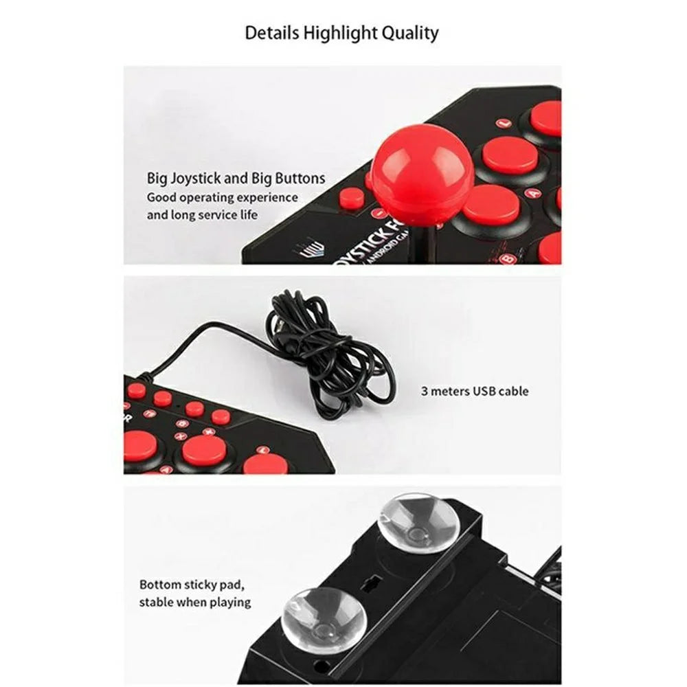 NS002 Arcade Joystick Game Controller USB Wired Fighting Stick with 6 Action Buttons for Switch PS3 PC - 5