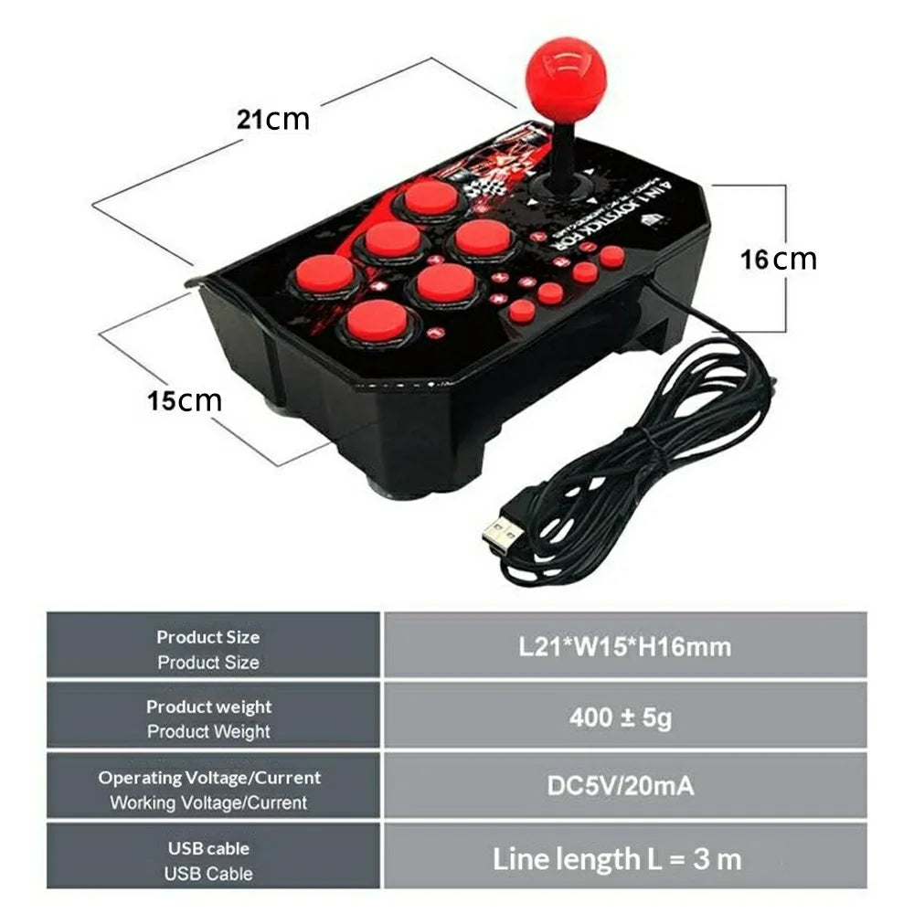 NS002 Arcade Joystick Game Controller USB Wired Fighting Stick with 6 Action Buttons for Switch PS3 PC - 6