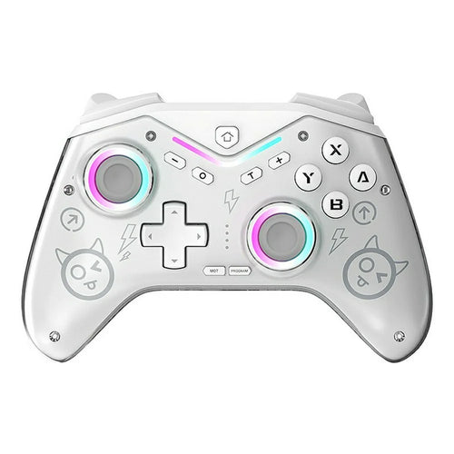 CM-619 Wireless Game Controller Bluetooth-compatible Gamepad with Hall Joystick RGB Light for Switch Steam iOS Android - White - 1