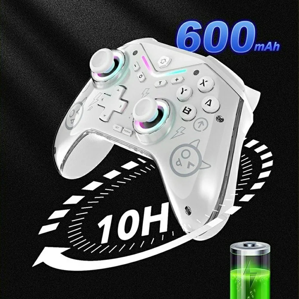 CM-619 Wireless Game Controller Bluetooth-compatible Gamepad with Hall Joystick RGB Light for Switch Steam iOS Android - White - 5