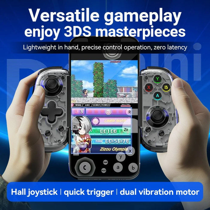 D6mini Stretching Gaming Controller with Hall Joystick Dual Mode Bluetooth-compatible Wired Gamepad for Android iOS Switch PC - Black - 4