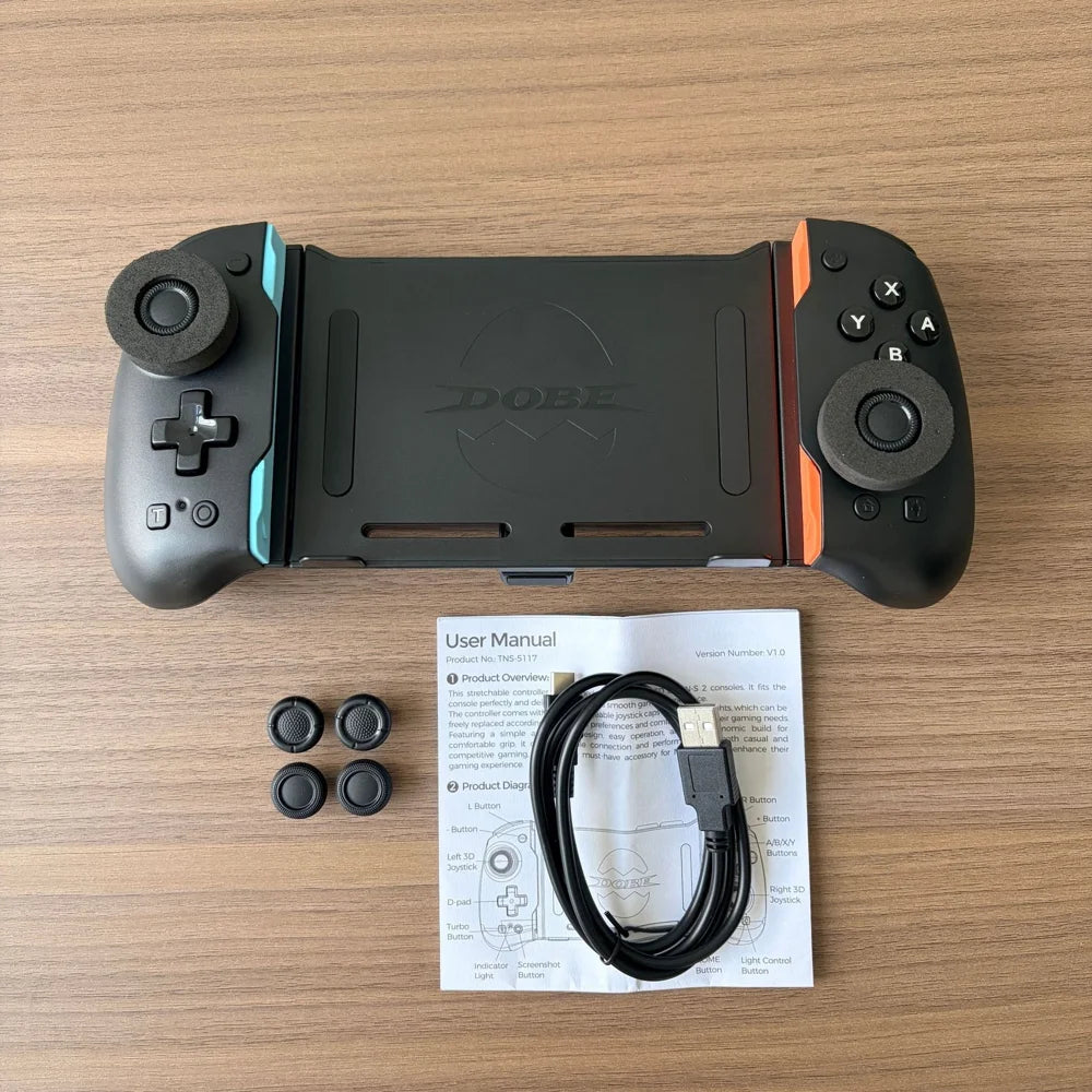 DOBE FOMIS ELECTRONICS TNS-5117 Telescopic Controller for Nintendo Switch 2/OLED/Switch Macro Programming Wired Gamepad - Black - 7