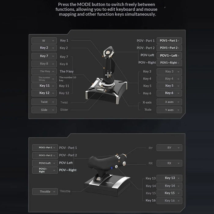PXN 2119 PRO Flight Simulator Controller Joystick Throttle Set for PC Windows 10 Xbox One PS4 - Black - 3
