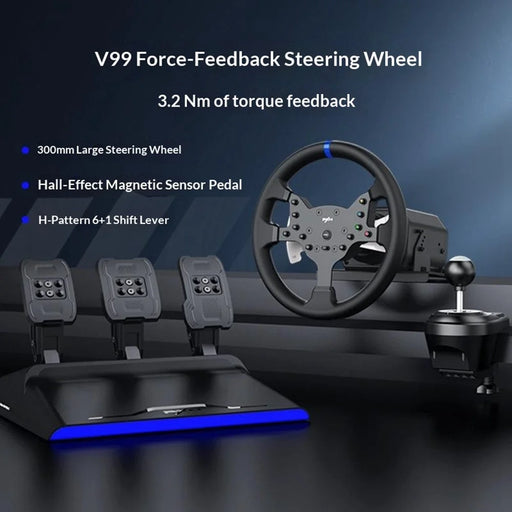 PXN V99 Force Feedback Racing Wheel 300mm Gaming Simulator 3.2Nm Torque for PC PS4 ETS2 - Black - 2