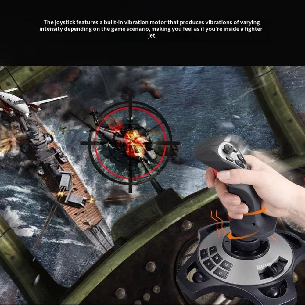 PXN 2113 PRO Flight Simulator Joystick Controller with Vibration Feedback 12 Programmable Buttons for PC Gaming - Black - 5