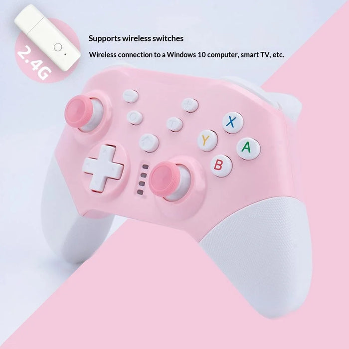 NS20 Switch Pro Wireless Game Controller Dual Vibration Gamepad with 2.4G Receiver for Switch PC Gaming - Pink - 2