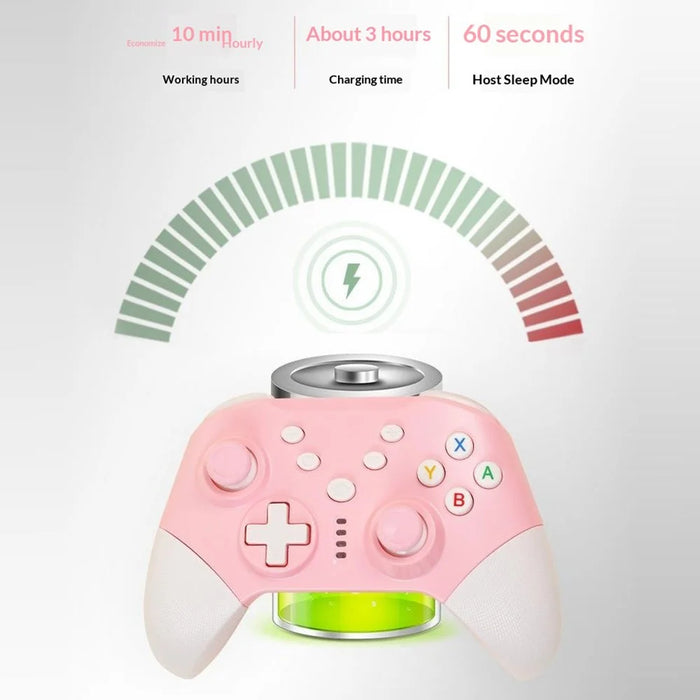 NS20 Switch Pro Wireless Game Controller Dual Vibration Gamepad with 2.4G Receiver for Switch PC Gaming - Pink - 4