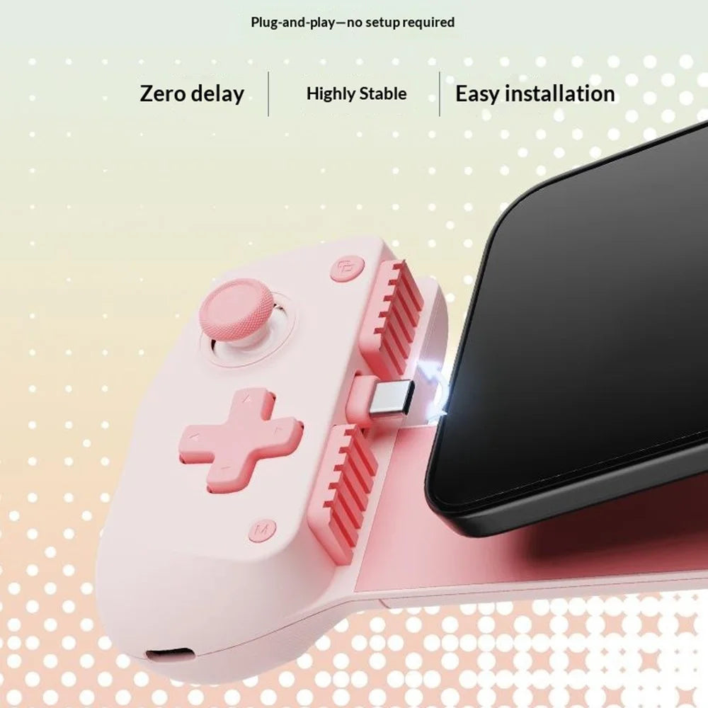 GAMESIR X5 Lite Mobile Gaming Controller 8-Key Rapid Fire Telescopic Gamepad Type-C Wired Hall Joystick for Android iOS - Pink - 3