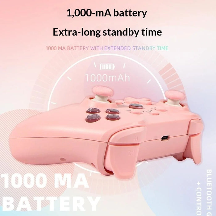 NS21 Wireless Game Controller 2.4G Receiver 6-Axis Motion Dual Vibration Turbo Function Gamepad for Nintendo Switch  /  PC  /  Phone - Pink - 3
