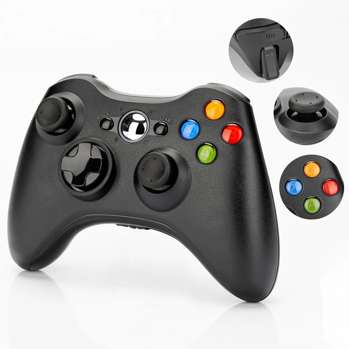 2.4G Wireless Controller for Microsoft Xbox 360 / PC Gaming Dual Motor Vibration Gamepad - Black - 2