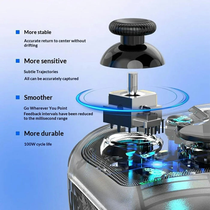 G6 Pro Wireless Gaming Controller RGB Lighting Hall Trigger Carbon Film Joystick Clear Gamepad for Nintendo Switch  /  PC  /  Android  /  iOS - Transparent - 3