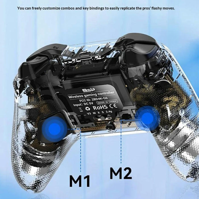 G6 Pro Wireless Gaming Controller RGB Lighting Hall Trigger Carbon Film Joystick Clear Gamepad for Nintendo Switch  /  PC  /  Android  /  iOS - Transparent - 7