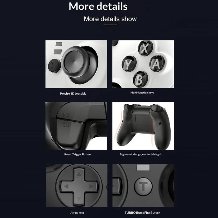 DNS-012 USB Wired Game Controller Dual Motor 6-Axis Gyroscope Bluetooth-compatible Gamepad for Nintendo Switch PC - Black - 7