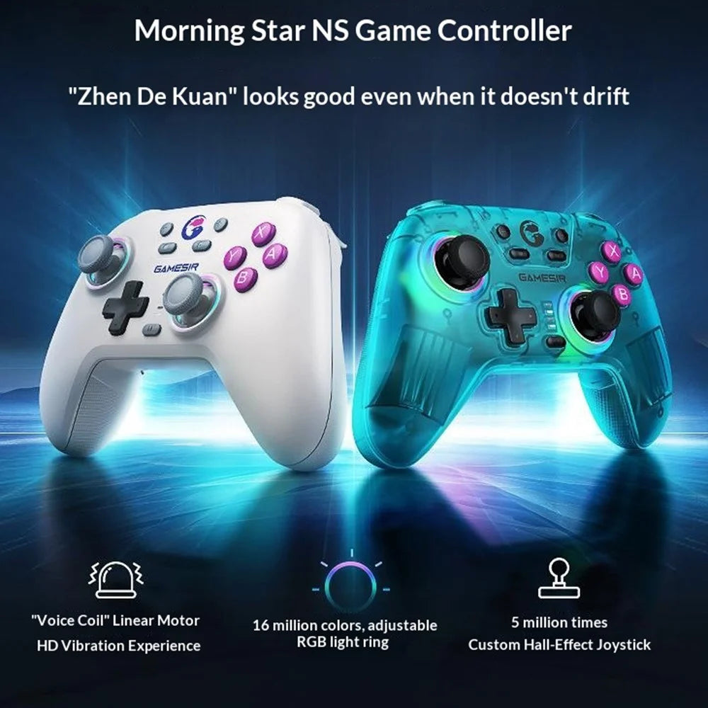 GAMESIR T4 NS Bluetooth-compatible Controller Hall Effect Joystick Gamepad with RGB Light for Nintendo Switch / Steam / PC - Retro White - 4