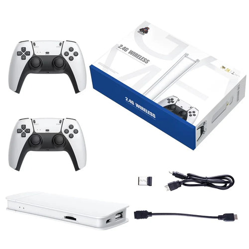 M15 64GB Retro Game Console Dual Player 2.4G Wireless Controllers 10 Emulators for TV Gaming - Black+White - 1
