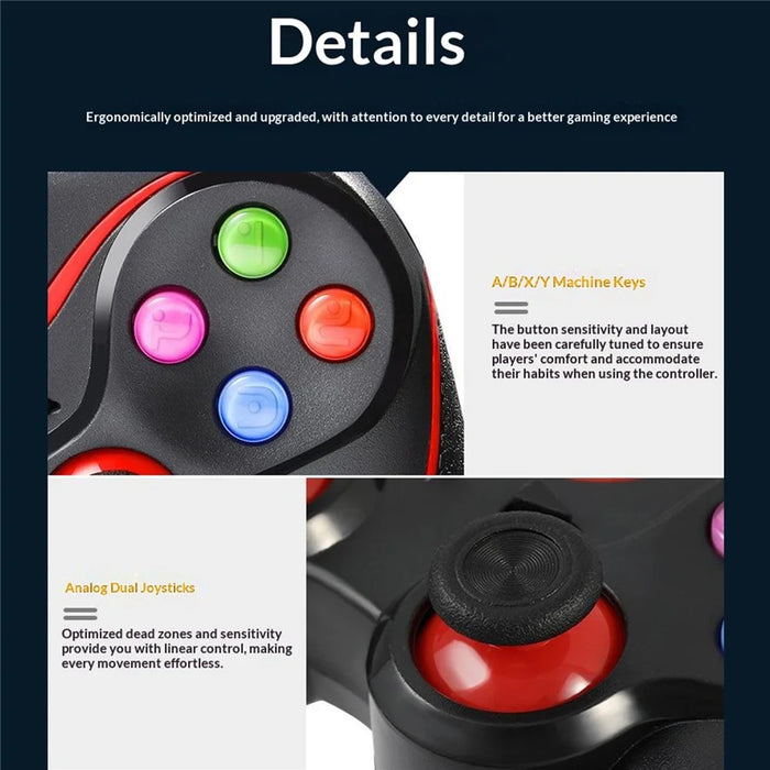 V8 Bluetooth-compatible Wireless Gamepad with Phone Holder for Android / iOS / PC / PS3 / TV Gaming Controller - 7