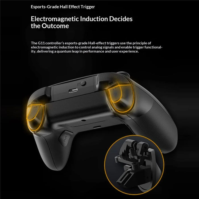 G11 Wireless Gaming Controller Hall Effect Triggers 6-Axis Gyroscope for Nintendo Switch / Sony PlayStation 4 / PC / iOS / Android - Black - 3
