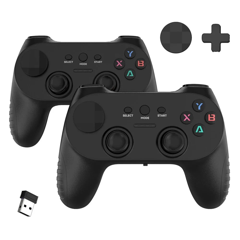 CM-039 Dual Player 2.4G Wireless Controller Gamepad with Interchangeable D-pad for PC Android Smart TV Gaming - Black - 1