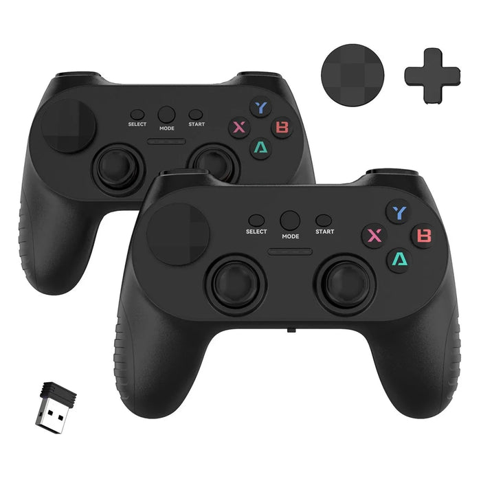 CM-039 Dual Player 2.4G Wireless Controller Gamepad with Interchangeable D-pad for PC Android Smart TV Gaming - Black - 1