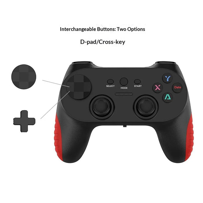 CM-039 Dual Player 2.4G Wireless Controller Gamepad with Interchangeable D-pad for PC Android Smart TV Gaming - Black - 2