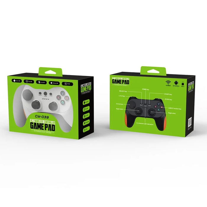 CM-039 Dual Player 2.4G Wireless Controller Gamepad with Interchangeable D-pad for PC Android Smart TV Gaming - Black - 3