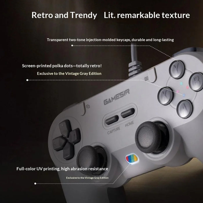 GAMESIR T3 Lite Wired Gaming Controller Hall Effect Sticks Plug and Play for PC / Switch / iOS / Android - Grey - 2