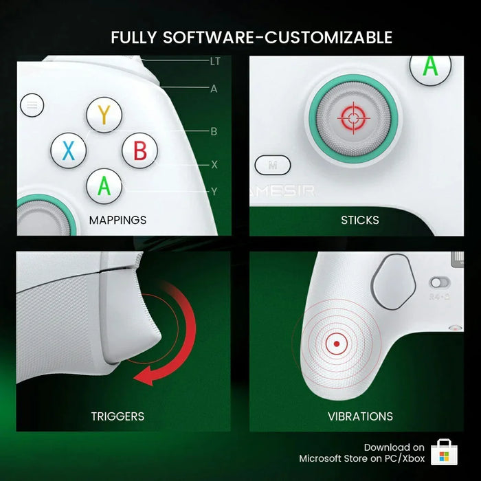 GAMESIR G7 SE Wired Controller Hall Effect Sticks Trigger Vibration Back Buttons for Xbox / Steam / PC - White - 6