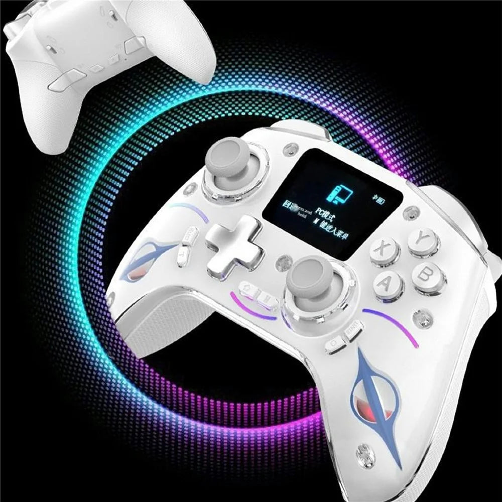 D220 Gaming Controller with LCD Screen Hall Effect Six-Axis Gyro for PC / Sony PlayStation 4 / Nintendo Switch 2 / Switch - White - 3