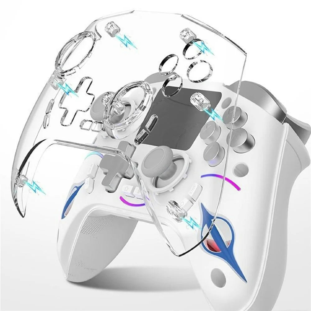 D220 Gaming Controller with LCD Screen Hall Effect Six-Axis Gyro for PC / Sony PlayStation 4 / Nintendo Switch 2 / Switch - White - 4
