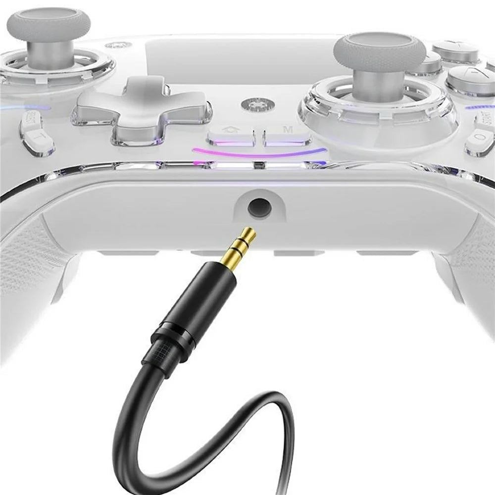 D220 Gaming Controller with LCD Screen Hall Effect Six-Axis Gyro for PC / Sony PlayStation 4 / Nintendo Switch 2 / Switch - White - 5