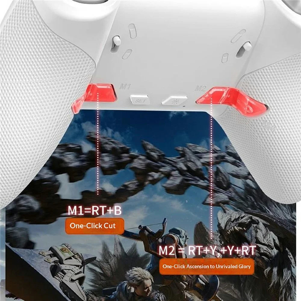 D220 Gaming Controller with LCD Screen Hall Effect Six-Axis Gyro for PC / Sony PlayStation 4 / Nintendo Switch 2 / Switch - White - 6