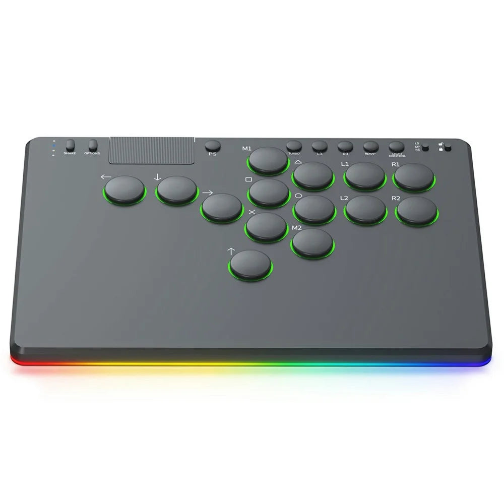 D114 14-Key Red Switch Arcade Keyboard with Touchpad for Sony PlayStation 4 / Nintendo Switch / PC - Black - 1