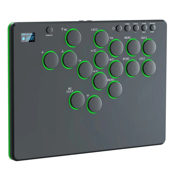 D216 16-Key Arcade Fight Keyboard with OLED Display for Sony PlayStation 4 / 3 / Nintendo Switch / PC - Black - 1